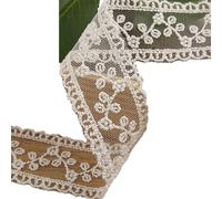 AMZBNEIDI Ruban de Tissu, Bordure de Dentelle, 30 mètres de Ruban de Broderie en Dentelle, Garnitures exquises for Couture et Bricolage(Beige)