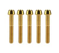 AMZBNEIDI Vis à tête bombée Vis à tête cylindrique Boulons, Jeu de vis 6 pièces M6x10 15 16 18 20 25 30 35 40 45 50 55 60 65mm boulons en Titane Accessoires de vélo hexagonaux Coniques(Gold,35MM-M6)