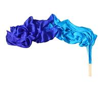 AMZBNEIDI Voile en Soie pour Danse Orientale, 1 Voile d'éventail en Soie for Danse du Ventre de 70 Pouces, Banderole de Drapeau de louange réglable(Turquoise Blue)