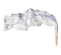 AMZBNEIDI Voile en Soie pour Danse Orientale, 1 Voile d'éventail en Soie for Danse du Ventre de 70 Pouces, Banderole de Drapeau de louange réglable(White)