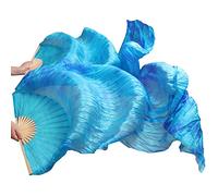 AMZBNEIDI Voile en Soie pour Danse Orientale, Éventail de Danse du Ventre en Soie, Danse Nationale, 1 Paire de voiles de Danse en Soie Teints à la Main, éventails en Soie