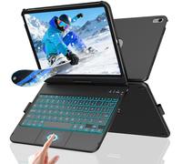 aMZCaSE Étui avec clavier, pavé tactile et rotatif à 360°, clavier pour iPad A16, 11e/10e génération 2022 avec fonction veille/réveil intelligent, porte-stylo, noir rock