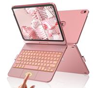 aMZCaSE Étui avec clavier, pavé tactile et rotatif à 360°, clavier pour iPad A16, 11e/10e génération 2022 avec fonction veille/réveil intelligent, porte-crayon, or rose
