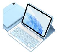 aMZCaSE Étui avec clavier pour iPad Air 11" (M3/M2, 2025/2024), iPad Pro 11" Air 5e 4e génération avec clavier, étui folio amovible pour Pro 11 (4e/3e/2e/1ère), porte-stylo, bleu clair