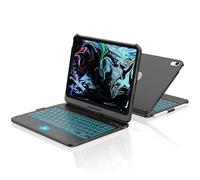 aMZCaSE Étui avec étui clavier pour iPad 10e 2022/A16 11e génération 2025 (10,9/11") avec étui tactile pour iPad 10/11e génération, rotation à 360°, porte-crayon, disposition britannique (foncé)