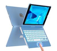 aMZCaSE Étui clavier pour iPad 9{^>e<^} génération (10,2", 2021), rétroéclairage coloré, coque fine à 360°, étui clavier avec mise en veille/réveil intelligent, porte-crayon, pour iPad 8{^>e<^