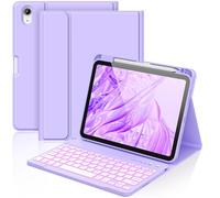 aMZCaSE Étui pour iPad A16 10/11e génération avec clavier 11/10,9" (2025/2022), 7 couleurs, coque clavier sans fil amovible avec porte-stylo pour iPad 11e génération (violet pâle)