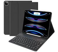 AMZCASE Étui pour iPad Air 13" avec clavier (M4/M3/M2, 2026/2025/2024), support magnétique amovible et porte-crayon pour iPad Pro 12,9", 12,9" 6e/5e, réveil intelligent, noir
