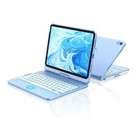 aMZCaSE Pour iPad 10e génération 2022/A16 11e génération 2025 (10,9/11") Étui avec coque de clavier tactile pour 10e et 11e génération - Rotation à 360° et porte-stylo, disposition allemande (bleu