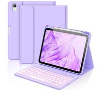 aMZCaSE pour iPad A16 10/11e génération avec Clavier 11/10,9 Pouces(2025/2022),Clavier sans Fil Amovible avec rétroéclairage 7 Couleurs et Support pour Stylet (Violet Clair)