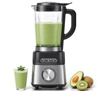 AMZCHEF Blender Verre 1200W, Mixeur avec Bol en Verre 1,5L Résistant à la Chaleur, 5 Vitesses + Programmes Smoothie/Glace Pilée/Auto-Nettoyage, 6 Lames Inox, Pièces Lavables Lave-Vaisselle, Sécurité