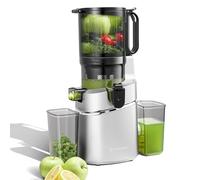 AMZCHEF Extracteur de jus automatique Vos mains libres, Ouverture de 138 mm et capacité de 2L Extracteur de jus de fruits et légumes entiers, Extracteur jus lent de 250W avec triple filtre - Argenté