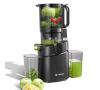 AMZCHEF Extracteur de jus automatique Vos mains libres, Ouverture de 145mm capacité de 1,8L Extracteur de jus de fruits et légumes entiers Extracteur jus lent de 250W avec triple filtre (Noir Profond)