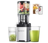 AMZCHEF Extracteur De Jus Avec Deux Tarières Pour Un Remplissage Et Mastication Mains Libres - Extracteur Jus Avec Ouverture De 126 Mm Et Grande Capacité Pour Les Fruits Et Légumes Entiers