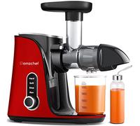 AMZCHEF Extracteur de Jus avec Double Vitesse Modes (Soft et Hard) - Extracteur de Jus de Fruits et Légumes - Juicer Machine avec Bouteille à jus Portable et 2 Tasses - Rouge [Classe énergétique A+++]