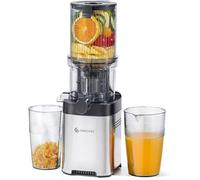 Extracteur de Jus Vertical 126mm - Extraction Lente à Froid pour Fruits et Légumes Entiers- Mastication Lente Sans Préparation
