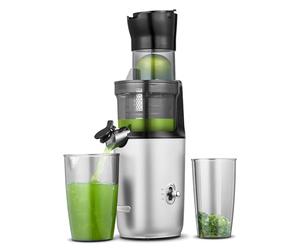 AMZCHEF Extracteur de Jus Entiers - Extracteur de Jus pour Légumes et Fruits, Vainqueur des Tests avec Vis Améliorée, Filtre Double Couche, Interrupteur Rétro à Bascule, Moteur Silencieux - Gris