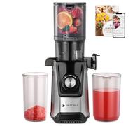 AMZCHEF Extracteur de Jus Lent 118MM - Pression à Froid Silencieux, Fonction Inverse et Filtre Double Couche - Pour Fruits et Légumes Entiers, 180W, Facile à Nettoyer