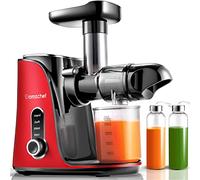 AMZCHEF Extracteur de jus, pour légumes et fruits, avec 2 modes de vitesse, avec bouteille portable et 2 tasses, sans BPA, rouge