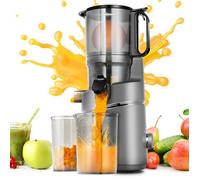 AMZCHEF Extracteur de jus Sans Préparation, Extracteur Jus Lent 135mm 1,8 L, Slow Juicer 250W sans BPA, Gris