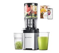 AMZCHEF Extracteur De Jus, Trous D'alimentation Larges De 126 Mm Pour Les Fruits Et Légumes Entiers, Extracteur Jus Lente En Acier Inoxydable Facile À Nettoyer, Grande Vis Sans Fin, Double Filtre