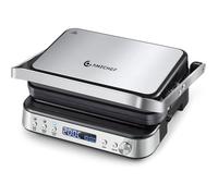 AMZCHEF Gril de contact multifonctionnel 4 en 1, Grille, Gaufrier SandwichMaker avec 4 plaques amovibles antiadhesives, temps et t