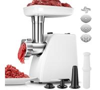 AMZCHEF Hachoir à Viande Électrique pour Maison - avec 3 Plaques, Embout à Saucisse & Kit Kubbe | Idéal pour Viande Hachée, Saucisses & Cuisine Domestique