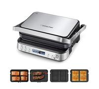 AMZCHEF Machine 4 en 1 (gril de contact, griddle, gaufrier, appareil à croque-monsieur) - 2000 W, avec 4 plaques anti-adhésives amovibles, avec temps et température réglables librement - Noir et