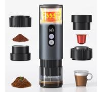AMZCHEF Machine à Café Espresso Portable de Voyage avec Batterie - 20 Bars, Chauffage Rapide USB-C - Compatible avec Capsules & Café Moulu - Cafetiere Portable pour Camping/Bureau,Aluminium