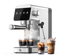 AMZCHEF Machine À Café Expresso 20 bar avec écran LED Home 2 en 1 avec réservoir amovible de 1,2 L pour cadeaux ménagers compacte en acier inoxydable 1350 W