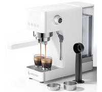 AMZCHEF Machine à café expresso 20 bars, avec mousseur à lait professionnel, petite machine à café pour cappuccino, latte et macchiato, réservoir d'eau de 1,5 L, blanche