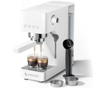 AMZCHEF Machine À Café Expresso 20 bars, avec mousseur à lait professionnel, petite machine à café pour cappuccino, latte et macchiato, réservoir d'eau de 1,5 L, blanche