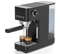 AMZCHEF Machine à Expresso 20 Bars, Machine à Café Compacte avec Mousseur à Lait Manuel, Thermoblock 1350W, Écran Tactile LED, Réservoir 1,5 L, pour Expresso, Cappuccino et Latte, Noire