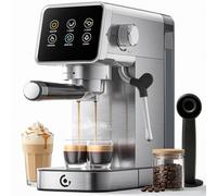 AMZCHEF Machine Expresso 20 Bars en Acier Inoxydable avec Écran Tactile LED, Buse Vapeur pour Mousse de Lait, Fonction Détartrage, Réservoir 1,2 L, Espresso, Cappuccino & Latte Macchiato