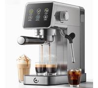 AMZCHEF Machine Expresso 20 Bars en Acier Inoxydable avec Écran Tactile LED, Cafetière Expresso Auto-Nettoyante avec Mousseur à Lait, Compacte pour Cappuccino et Latte, Idéale pour Maison et Bureau