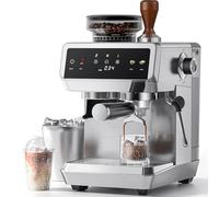 AMZCHEF Machine expresso avec broyeur intégré, 20 bars, acier inoxydable