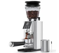 AMZCHEF Moulin à Café avec 45 Réglages de Mouture, Acier Inoxydable, Système Antistatique Plasma, Fonction Mémoire, Réservoir à Grains de 300 g, pour Espresso, Café Filtre et Cafetière à Piston