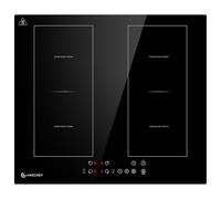 AMZCHEF plaque de cuisson induction 4 zones 60cm avec deux zones flexibles, fonction Boost et 9 niveaux de puissance, minuterie, verrouillage de sécurité, protection contre la surchauffe, BBQ, 7200W