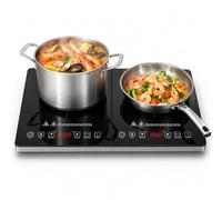 AMZCHEF Plaque Induction 2 Feux, Tables de Cuisson à Induction avec Contrôle Indépendant, 3500 W, 20 Niveaux de Température, Plusieurs Niveaux de Puissance, Minuterie de 3 Heures