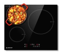 AMZCHEF Plaque induction 3 foyers 7400W 9 niveaux de puissance avec 3 boosters minuteur 3 heures plaque de cuisson