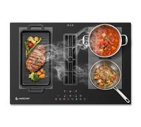 AMZCHEF Plaque Induction avec Hotte Intégrée, Plaque de Cuisson avec Hotte Encastrable, 4 Zones, 7200W, 650m³/h, Fonction Hob2Hood, FlexZone & Boost, Minuteur, Sécurité Enfant, Encastrable 77cm