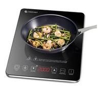 Plaque Induction Portable, 2000W avec corps mince, 10 niveaux de puissance, 10 réglages de température, minuterie de 3 heures, Bord argenté
