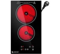 AMZCHEF Plaque Vitrocéramique 2 Feux, 3200W Plaque de Cuisson Electrique 2 Feux avec 9 Niveaux de Puissance, Design 2-en-1 de Table/Encastrable, Compatible avec Tous les Ustensiles de Cuisine