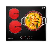 AMZCHEF Plaque vitrocéramique 3 feux 5400W,60cm Table de cuisson vitrocéramique encastrable avec 9 niveaux, zone de puissance maximale 2400W, arrêt automatique, minuterie,verrouillage de sécurité,noir