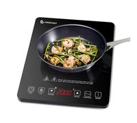 AMZCHEF Table de cuisson à induction simple, table de cuisson à induction 2000 W avec design fin, 20 niveaux de puissance, 20 niveaux de température, commande par capteur tactile, minuterie, noir