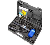 AMZCNC Kit de perforation hydraulique Kit de barre de trou knockout 8t, pompe manuelle outil de trou d'acier avec 6 matrices de poinçonnage 16 mm, 20 mm, 26,2 mm, 32,6 mm, 39 mm, 51 mm, perforation