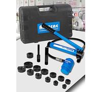 AMZCNC Kit de perforatrice hydraulique Knockout - 10 t - Pompe manuelle en acier - Outil de découpe avec 6 matrices de découpe - 22 mm, 27,5 mm, 34 mm, 43 mm, 49 mm, 60,5 mm