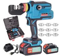 AMZCNC Pince à sertir hydraulique rechargeable - Raccord de câble électrique - Outil de sertissage avec 8 matrices 4 6 10 16 25 35 50 70 mm² - 2 batteries et chargeur pour connecteurs de câble