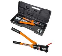 AMZCNC Pince à sertir industrielle hydraulique (16 tonnes) de 9 AWG à 600 MCM - Kit d'outils de fil de terminal électrique avec 13 ensembles de matrices