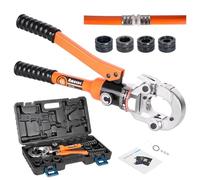 AMZCNC Profi Presszange U-Kontur 16-20-25-32 Set Presswerkzeug mit 360° drehbarem Kopf,für Verbundrohr mit Fittings der U-Kontur, Backeneinsätze U16,U20,U25,U32 incl.